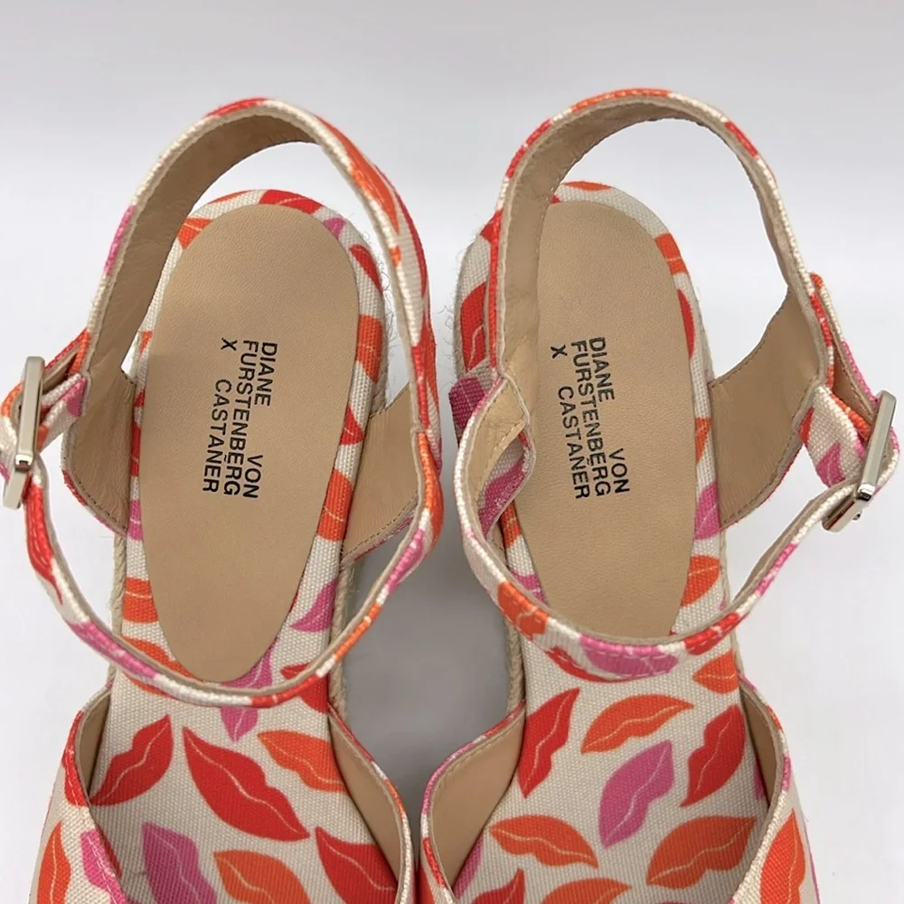 Castañer X Diane Von Furstenberg Blaudell Wedge Espadrilles Rose Multi